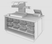 POS-DSM-6448-34 Point Of Sale Double Sided Merchandiser for One Mashgin and One Micros Self Pay Kiosks Image