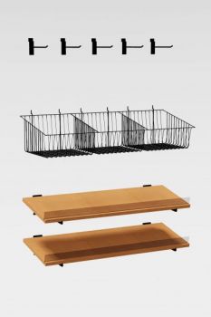 Hardware Package B - Hooks, Baskets, & Shelves for short 60" tall 36" to 42" wide merchandise display fixtures with or without a counter top.
