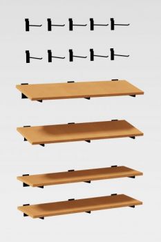 Hardware Package C - Shelves & Hooks for 36" to 42" wide merchandising display fixtures with or without a counter top.