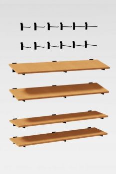 Hardware Package C - Shelves & Hooks for 48" wide merchandising display fixtures with or without a counter top.