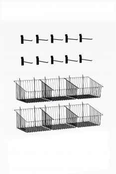 Hardware Package A - Shelves, Baskets & Hooks for 36” to 42" wide merchandising display fixtures for a cabinet base fixture