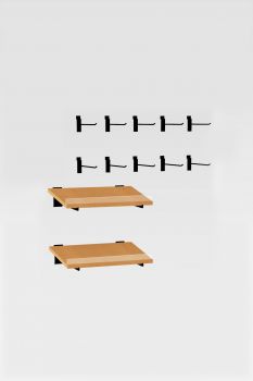 Hardware Package B - Shelves, Baskets & Hooks for 36” to 42" wide merchandising display fixtures for a cabinet base fixture