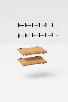 Hardware Package B - Shelves, Baskets & Hooks for 48" wide merchandising display fixtures for a cabinet base fixture